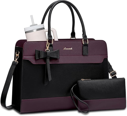 LOVEVOOK Laptop Tote Bag for Women,Leather Work Bag, Waterproof Business Teacher Bag,Large Computer Handbag Purse Briefcase,Office Gifts for Women