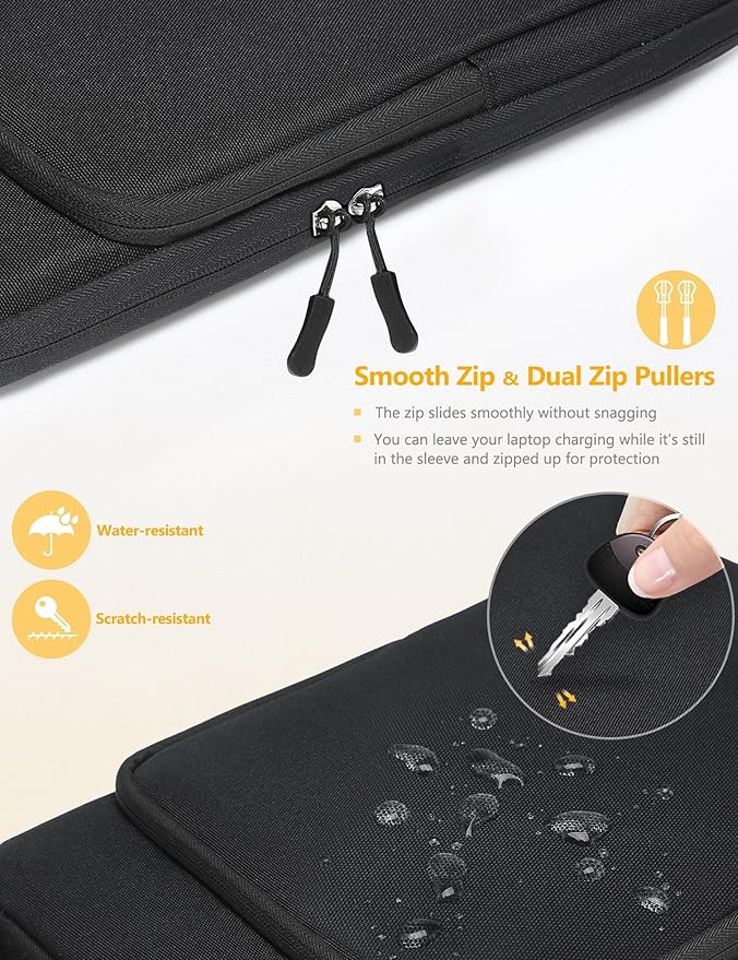 HYZUO 13.3-14 Inch Laptop Bag Sleeve for MacBook Pro 14 M5 M4 M3 M2 M1 Pro/Max A3426 A3427 2026-2021, MacBook Air/Pro 13.3, 13.8"-13.5" Surface Laptop/Book, Notebook Case for 13" Dell HP, Black