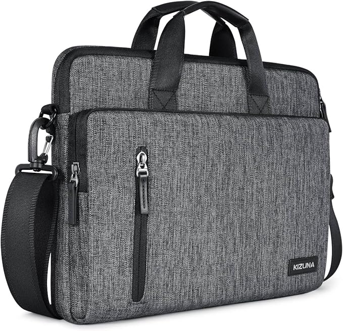 KIZUNA Laptop Bag Case 15.6 Inch Computer Shoulder Messenger Sleeve Briefcase For 16" MacBook Pro M1 M2 Max/MacBook Air 15 M2/16 Lenovo IdeaPad Flex 5i/Thinkbook 16+ /Dell XPS 15, Grey