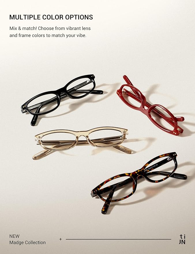 TIJN Blue Light Blocking Glasses Women Men Retro Cat Eye Square Oval Anti Glare Screen Computer Gaming Daily Eyeglasses TR90