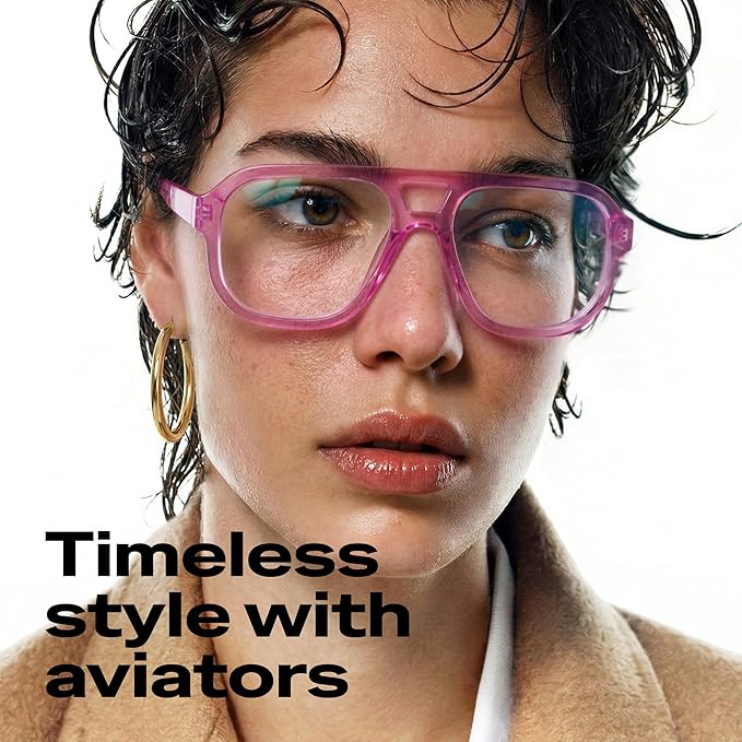 livho Retro Aviator Blue Light Blocking Glasses for Women Men with Soft Case, Trendy Rectangle Computer Eyeglasses