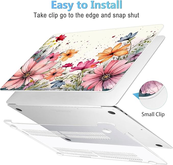 Mektron Case for MacBook Air 13 inch M1 A2337 A2179 A1932,Hard Cover 2018-2021 Air 13-inch with Touch bar & Touch ID, Exclusively Designed Protective Shell with Screen Protector, Colorful Floral
