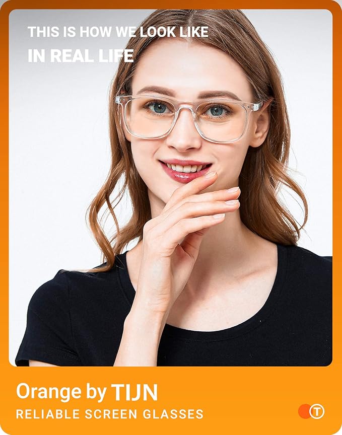 TIJN Sleep Glasses Blue Light Blocking Square Eyeglasses Dual AR Coatings for Computer Gaming Screen Fatigue & UV Protection