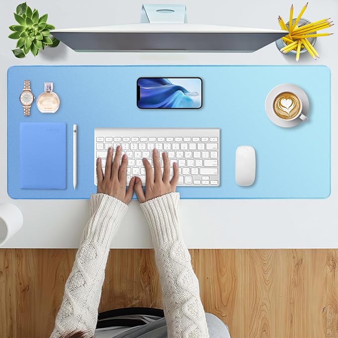 Bloss Desk Mat, Non-Slip Desk Pad Mat Protector, Large Desk Mat for Keyboard and Mouse, Northern Lights Desk Mousepad with Stitched Edges, Keyboard Pad for Gamer, Office(31.5×11.8 Inches)