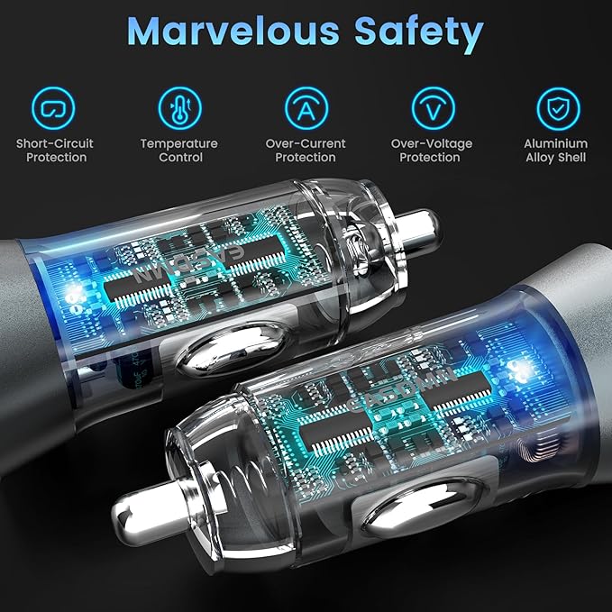 2-Pack 90W USB C Super Fast Car Charger, Dual-Port [PD/PPS 45W & QC 45W] Car Cigarette Lighter USB Charger Adaper for Samsung Galaxy S25 Ultra/S25+/S24 Ultra/S23+/S22,Note 20/10+,Tab S9/S8, iPhone 15…