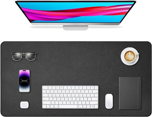 Leather Desk Pad Protector, Office Desk Mat, Large Mouse Pad, Non-Slip PU Leather Desk Blotter, Waterproof Computer Desk Writing Pad for Office and Home (Black, 31.5" x 15.7")