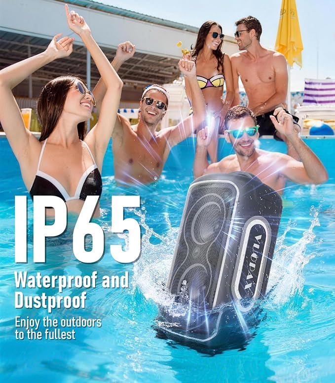 Large Bluetooth Speaker, 240W Peak Power Portable Party Speakers Bluetooth Wireless, 24H Playtime/Fast Charge/Bass Boost/RGB Lights/TWS/ IP65 Waterproof Outdoor Speaker for Party, Beach,Camping