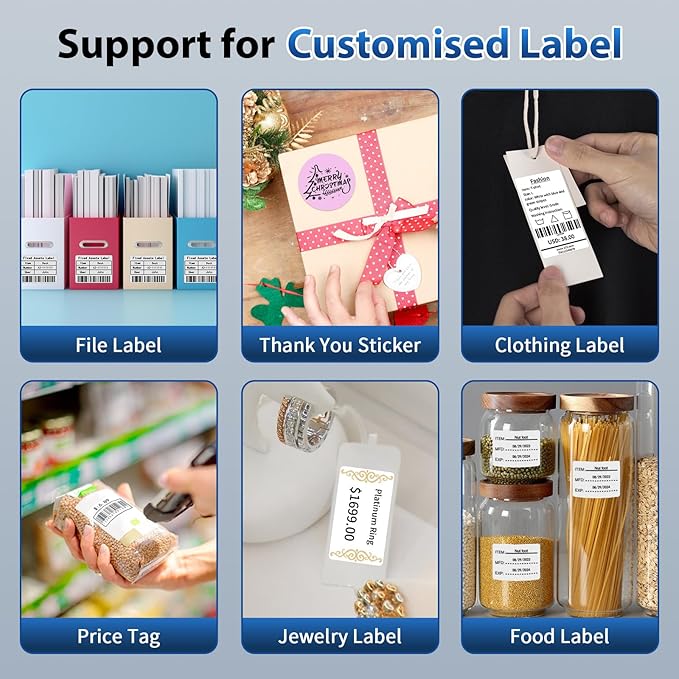 M220 Wireless Label Maker Portable Address Printer for 0.78 to 3.14 Inch Labels, for Home Office and Small Business Organization, Compatible with iPhone Android and PC, with 40x30mm Label