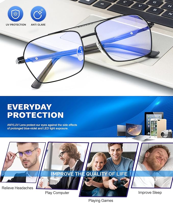 ANYLUV Blue Light Glasses Men/Women, Blue Light Blocking Glasses, Computer Screen Blocker Eyes Protection Glasses