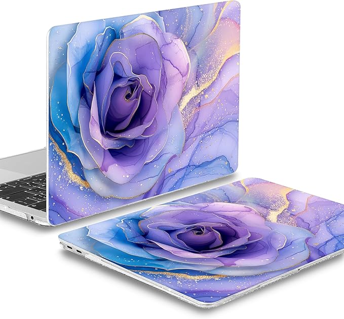 Mektron Case for MacBook Air 13 inch M1 A2337 A2179 A1932,Hard Cover 2018-2021 Air 13-inch with Touch ID, Exclusively Designed Protective Shell with Keyboard Skin+Screen Protector, Rose Marble