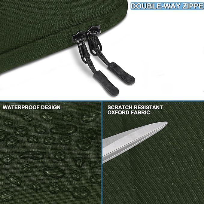 Laptop Sleeve Case 13.3 inch, Shockproof Protective Computer Cover with Accessories Pocket, Laptop Bag Compatible with MacBook Air/Pro 13-13.3 inch, Compatible for MacBook Pro 14 inch, ArmyGreen
