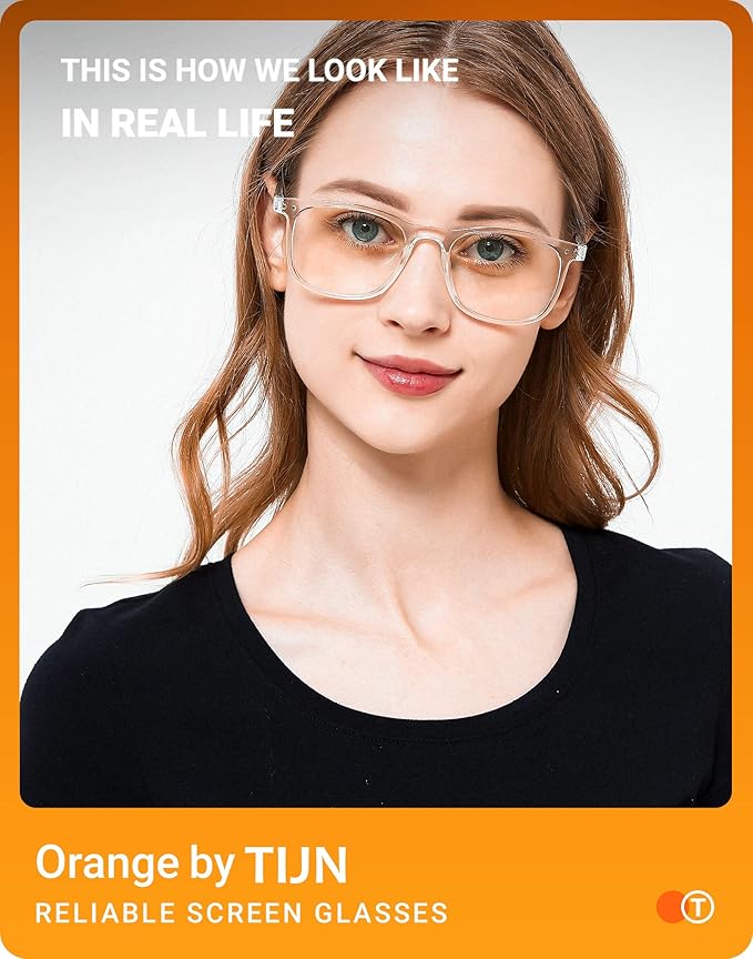 TIJN Sleep Glasses Blue Light Blocking Square Eyeglasses Dual AR Coatings for Computer Gaming Screen Fatigue & UV Protection