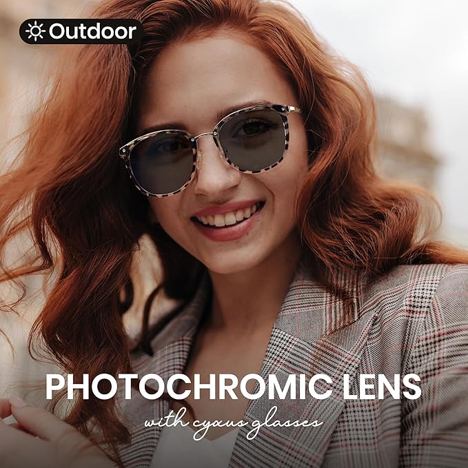 Cyxus Blue Light Glasses Photochromic Lens for Women, Fashionable Computer Glasses on Office Reduce Eye Strain Anti Migraine Great for Working Reading