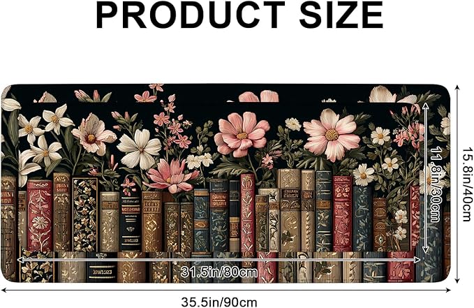 Mouse Pad, Large Anti-Slip with Stitched Edges Desk Mat Desktop Laptop Computer Desk Keyboard Mat,Table Protector Blotter Mat (Book, 35.4" x 15.7")