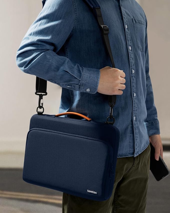 tomtoc 360 Protective Laptop Shoulder Bag for 15-inch 2026 MacBook Air M5 A3448, M4/M3/M2 A3241 A3114 A2941, 15" Dell XPS & Microsoft Surface Laptop 7/6/5, Water-Resistant Laptop Accessory Sleeve Case