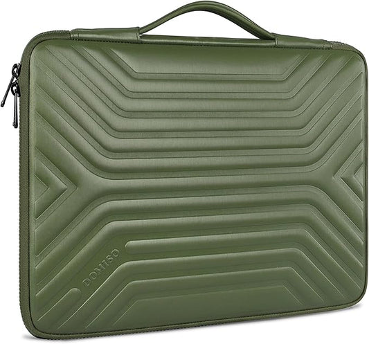 DOMISO 17.3 Inch Laptop Sleeve Case, Shockproof Waterproof Soft EVA Protective Bag with Handle, Lightweight Carrying Case for 17-17.3" Notebook/Dell/Lenovo/HP/MSI/ASUS, Olive