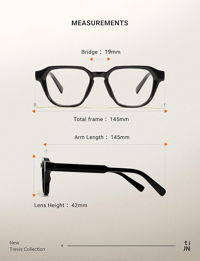 TIJN Blue Light Blocking Glasses, Anti Eyestrain UV Protection, TR90 Square Frame Glasses Chic Preppy Look for Women and Men