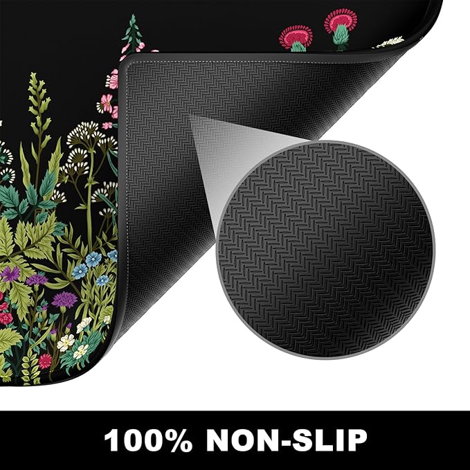 BOSOBO Large Mouse Pad, Desk Pad, XXL XL Extended Gaming Mouse Pad, Desk Mat for Office & Home, Long Keyboard Mat, Huge Mouse Pad, Desktop Full Cover 31.5 x 11.8 Inches, Silent Midnight Flowers Black