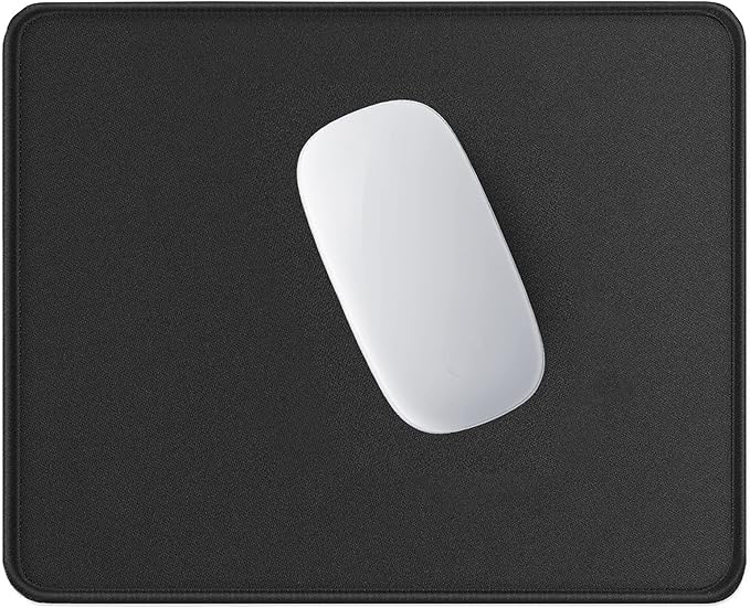 Hsurbtra Mouse Pad, Premium-Textured Square Mousepad 10.2 x 8.3 Inch, Stitched Edge Anti-Slip Waterproof Rubber Pretty Cute Computer Mat for Office Gaming Laptop Women Kids Jet Black