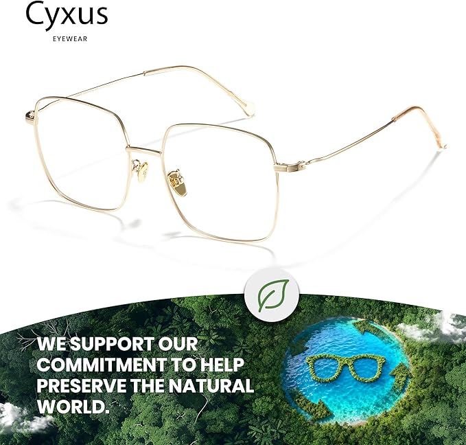 Cyxus Blue Light Glasses for Men and Women, Round Metal Frame Computer Eyeglasses for Office, Gaming, Reading 8090