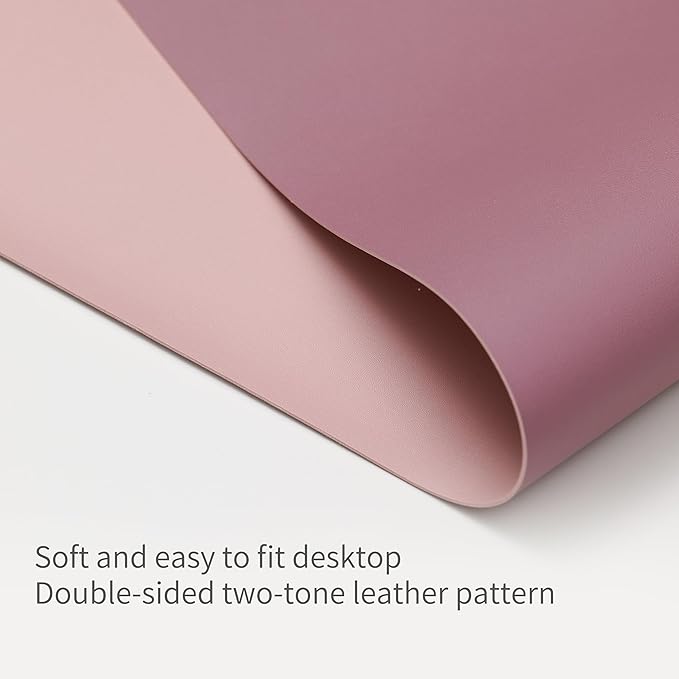 RENMTURE Double-Sided Two-Tone Faux Leather Desk mat Desktop Organization and Accessories Home and Office Large Mouse pad Game and Work (Purple/Pink, 36"x17")