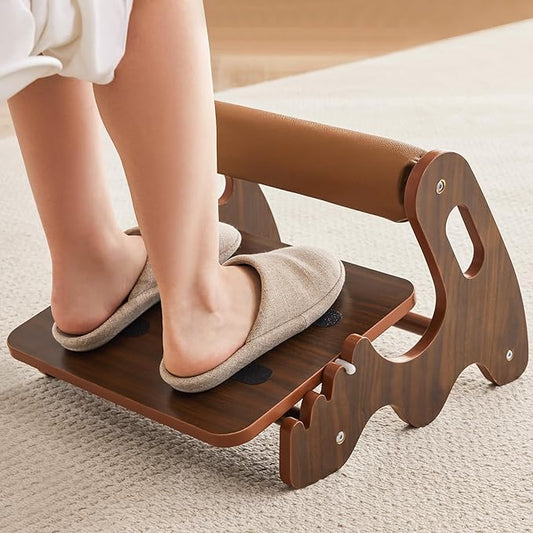 Spacocld Foot Rest for Under Desk at Work- Adjustable Rocking Foot Stool with 3 Height Positions and Soft Crossbar, Ergonomic Wooden Footrest with Anti-Slip Surface for Home, Office