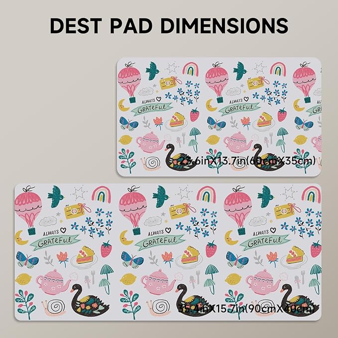 AUPET Leather Desk Pad Blotter Mat, Large Mouse Pad, Non-Slip Waterproof Desk Writing Pad Protector, Desk Decor for Office，Home，Gaming (Always Grateful, 35.4X15.7 inch)
