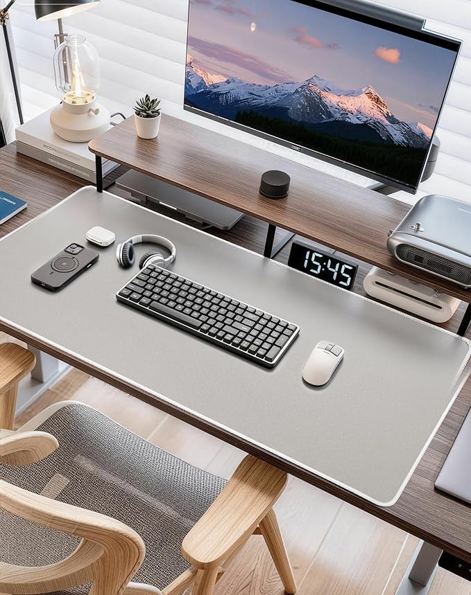 Waterproof Large Gaming Mouse Pad with Durable Stitched Edges, Non-Slip Rubber Base, Grainy Jacquard Mouse Mat Desk Pad for Home Office Gaming, 27.6"x11.8"x0.12", Matte Beige