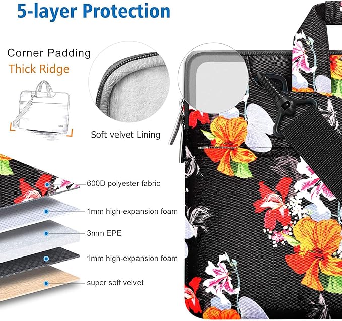Hseok Laptop Shoulder Bag 13 13.3 14 Inch Case Compatible with MacBook Pro/Neo 14" M5/M4/M3/M2/M1,Mac Air/pro/Neo 13" and Most 13 13.3 14 Notebooks,Spill-Resistant Briefcase,Morning Glory