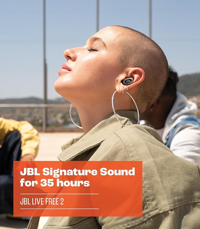 JBL Live Free 2 - True Wireless Noise Cancelling Earbuds, Up to 35hrs of Playtime, 6 mics for Perfect Calls with Zero Noise, IPX5 Waterproof, Oval Tubes for Better Comfort, Isolation, & bass (Blue)