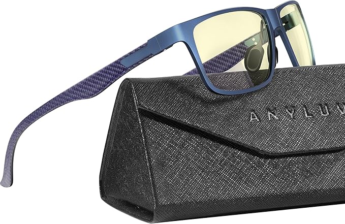 ANYLUV Carbon Fiber Reading Glasses for Men Women, Blue Light Blocking Computer Readers, Anti Glare Spring Hinge