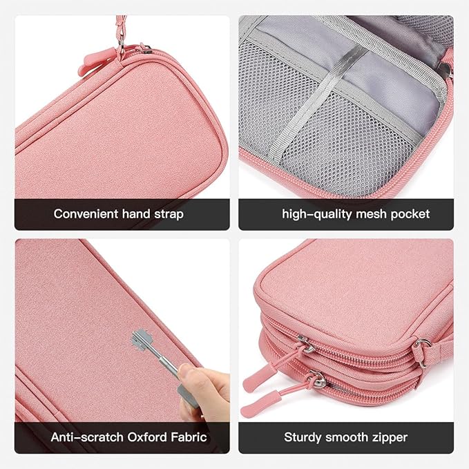 Electronics Accessories Organizer Pouch Bag, Electronic Organizer Travel Case Cable Organizer Electronics Accessories Bag for Cable, Cord, Charger, Power Bank, Earphone (Light Pink, Large)