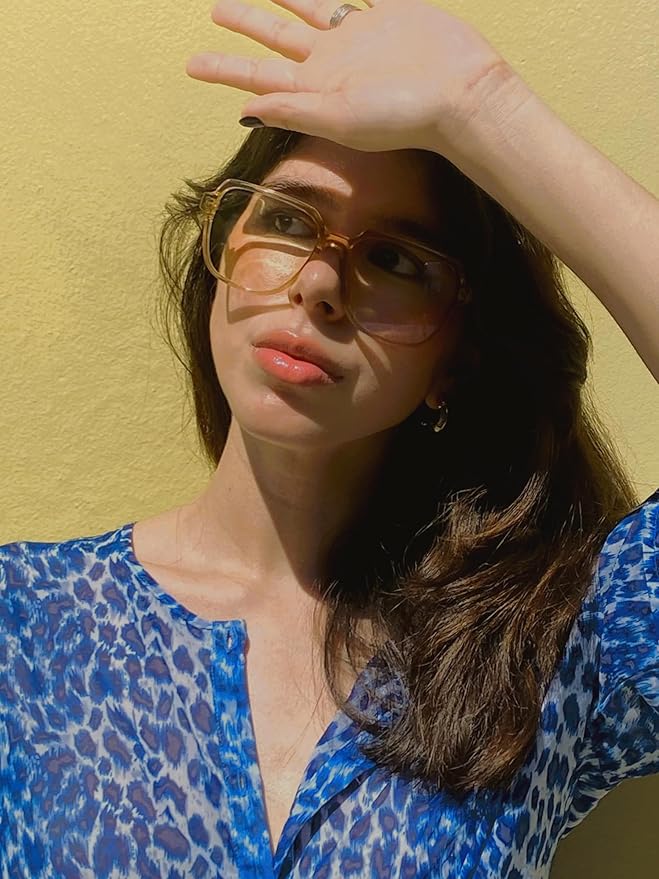 VISOONE Oversized Blue Light Blocking Glasses with Chic Square TR90 Frame and Metal Temple for Women Men REMY