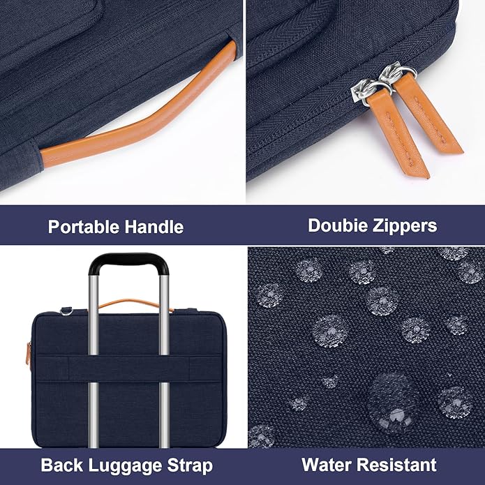 MOSISO 360 Protective Laptop Shoulder Bag, Computer Bags, Side Open Messenger Bag with 5 Accessory Pockets & Belt