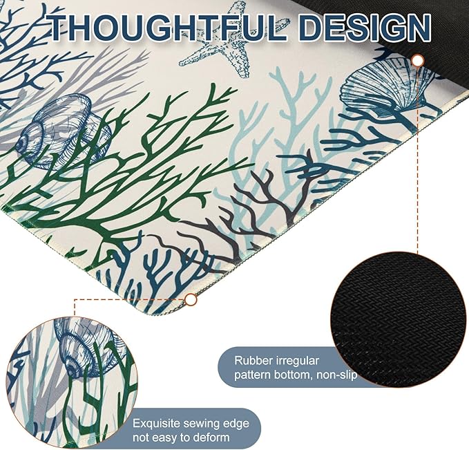 L-SPOUTTO Coral Desk Mat for Keyboard and Mouse,XXL Large Mouse Pad Non-Slip Keyboard Pad Waterproof Desktop Mat for Laptop Computer Work Game Home Office-Ocean Coral