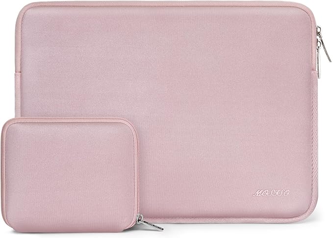 MOSISO Laptop Case 17.3 inch, 17-17.3 inch Laptop Sleeve Bag Compatible with Dell XPS/HP Pavilion/Ideapad/Acer/Alienware/HP Omen Notebook, Neoprene Computer Sleeve Bag with Small Case, Baby Pink