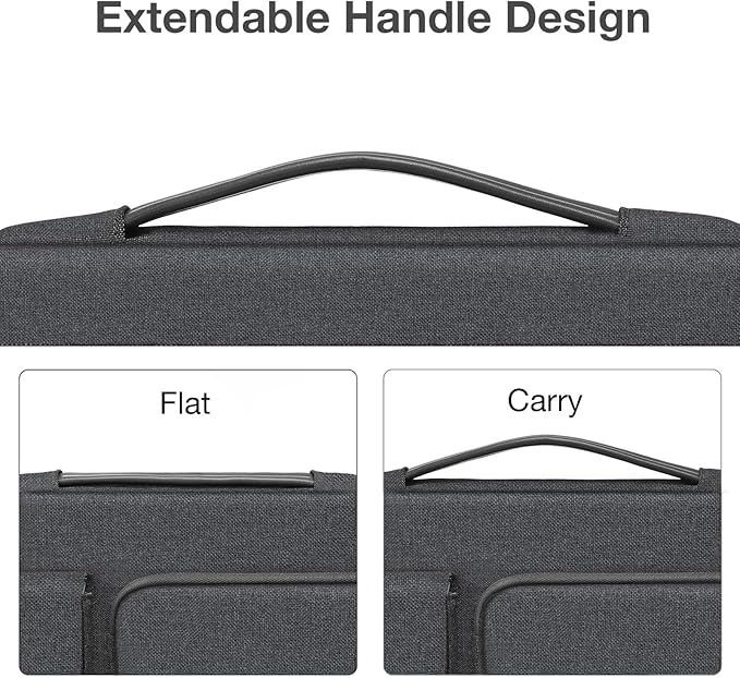 MOSISO 360 Protective Laptop Case 13.3 inch, 13-13.3 inch Laptop Sleeve Compatible with MacBook Air/Pro 13 / Pro 14, HP Dell ASUS Lenovo, Side Open Bag with 2 Raised&1 Flapover Pockets, Charcoal Gray