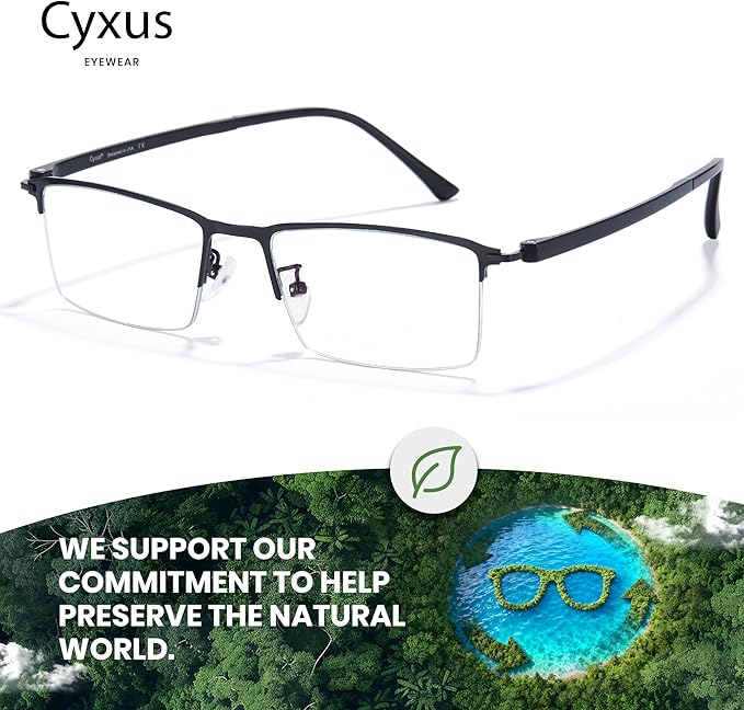 Cyxus Blue Light Blocking Glasses for Men Woman Semi Rim Computer Gaming Office Study Eyeglasses with UV Protection 8001