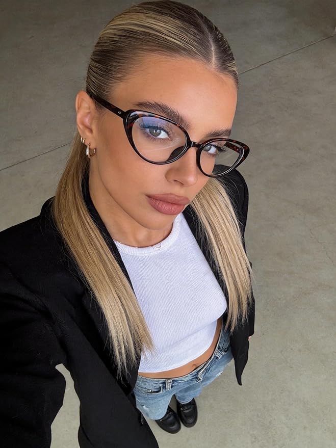 Ultralight Cat Eye Blue Light Glasses for Woman Anti Glare Reduce Eyestrain Gaming/Computer/Screen