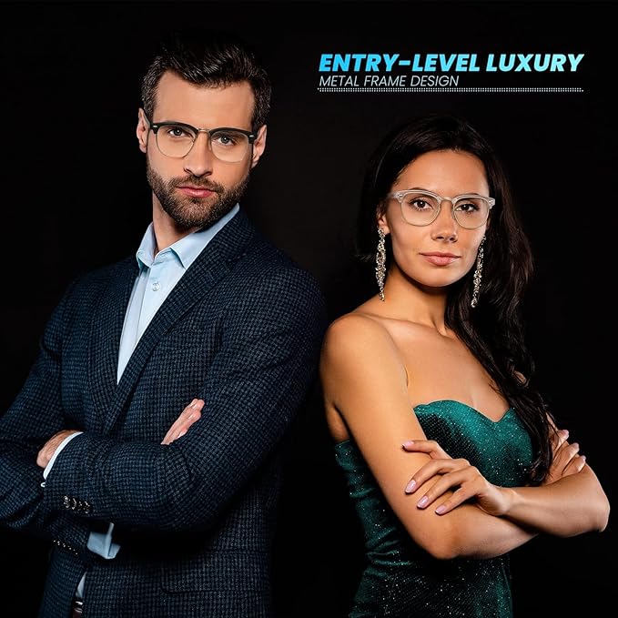 racico Blue Light Glasses for Men & Women - Mixed Material + Metal Frames with UV Protection Coating