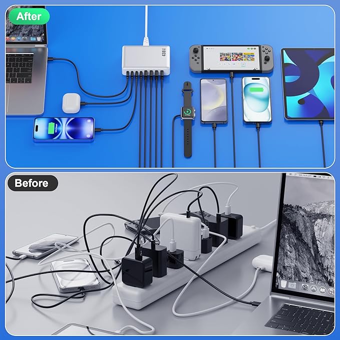 USB C Charger 430W USB C Charger Block 8-Ports GaN IV Fast Charging Station,PD 100W Laptop Charging Hub Wall Charge Adapter Compatible with MacBook/Air,DELL,Steam Desk,iPhone 16/15/14,Galaxy