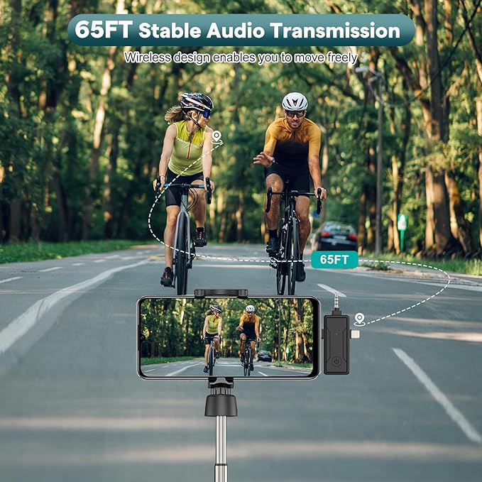 3 in 1 Wireless Mini Microphone for iPhone Android Phone Camera - Bluetooth Lavalier Lapel Mic for Video Recording - Clip on Shirt Microphones for Tiktok YouTube Podcast Vlogging