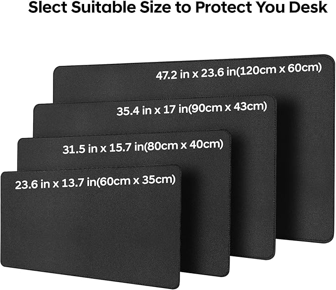 Leather Desk Pad Protector, Office Desk Mat, Large Mouse Pad, Non-Slip PU Leather Desk Blotter, Waterproof Computer Desk Writing Pad for Office and Home (Black, 31.5" x 15.7")