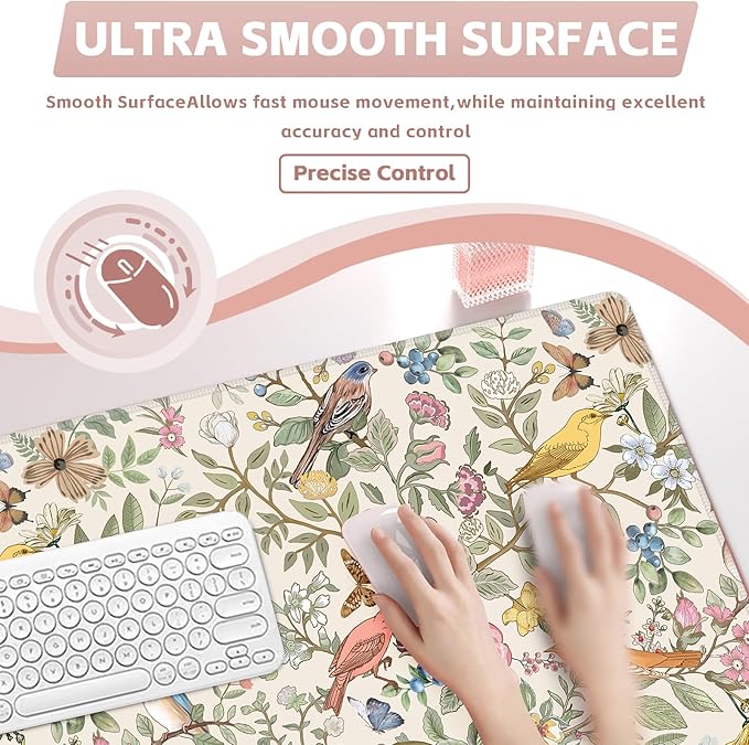 Baziabbo Cute Desk Mat,XXL Extended Big Mouse Pad,Gaming Mousepad with Stitched Edge,Non-Slip Rubber Base Keyboard Desk Pad for Home Office Study Game