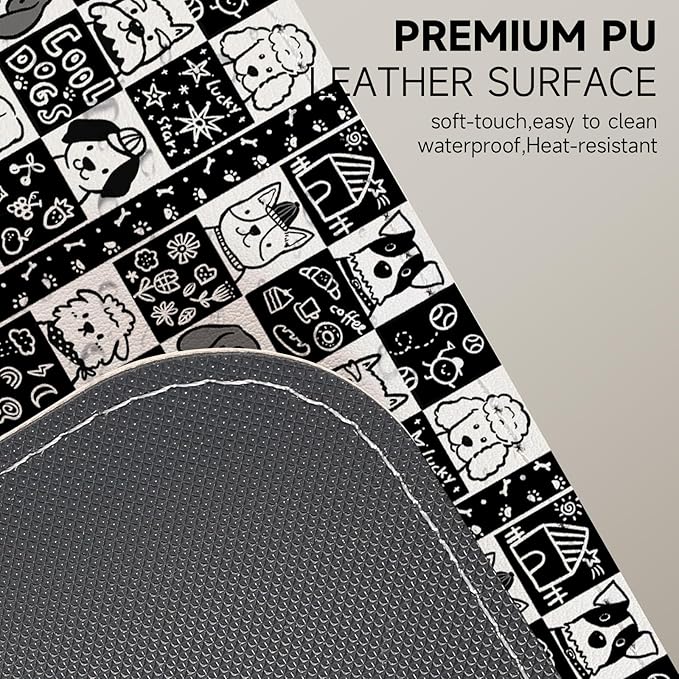 AUPET Leather Desk Pad Blotter Mat, Large Mouse Pad, Non-Slip Waterproof Desk Writing Pad Protector, Desk Decor for Office，Home，Gaming (Cool Dogs, 35.4X15.7 inch)