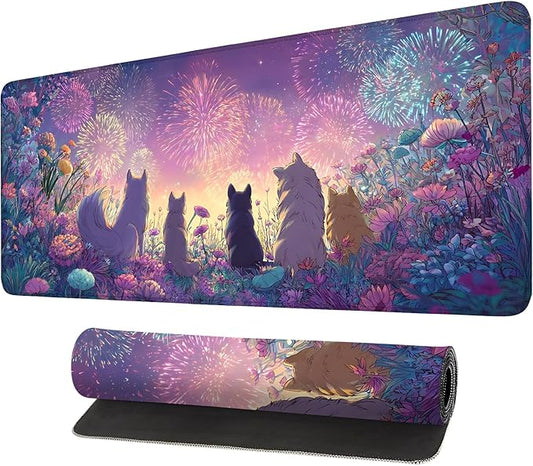 Mouse Pad, Large Anti-Slip with Stitched Edges Desk Mat Desktop Laptop Computer Desk Keyboard Mat,Table Protector Blotter Mat (Dog, 35.4" x 15.7")