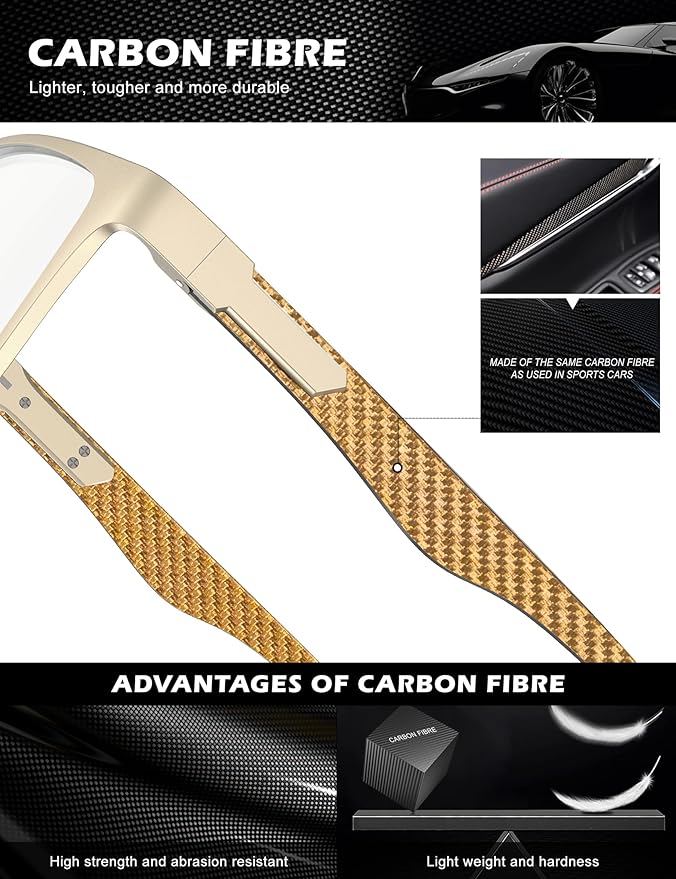 ANYLUV Carbon Fiber Reading Glasses for Men Women, Blue Light Blocking Computer Readers, Anti Glare Spring Hinge