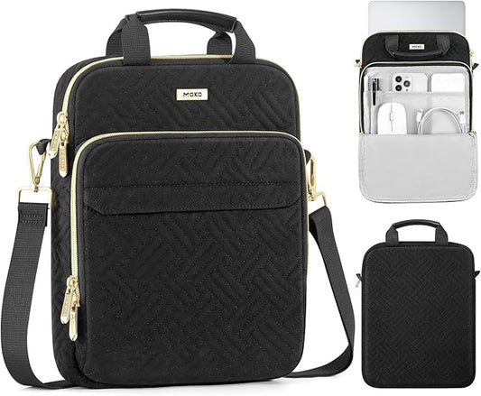 MoKo 15-inch Puffer Laptop Sleeve Bag for MacBook Air 15" / Pro 14" M5/M4/M3/M2 2026-2023, Galaxy Tab S10 FE Ultra 14.8" 2025, Puffy Laptop Carrying Case with Handle & Shoulder Strap, Black