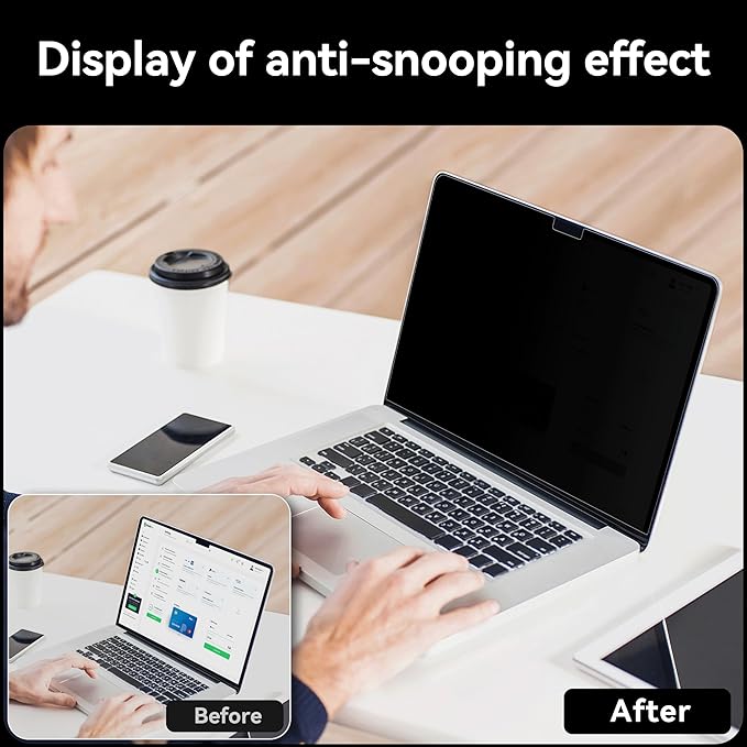 IPROKKO 360° Privacy Screen Macbook Air 13.6/13 Inch (2022-2026, M2, M3, M4, M5),Matte Anti Glare Blue Light 13.6in Mac Scratch Resistant Laptop Screen Protector Filter
