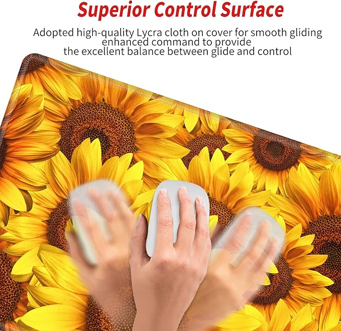 Sunflower Mouse Pad Large Desk Mats on Top of Desks Pad 31.5''x 15.75''inch Gaming Mousepad Long Extended Desk Protector Mat Full Laptop Mat for Wireless Mouse Non Slip Work Computer
